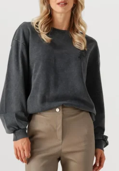 ALIX THE LABEL sweater ladies knitted acid washed sweater antraciet Online