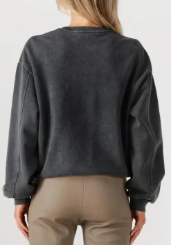 ALIX THE LABEL sweater ladies knitted acid washed sweater antraciet Online