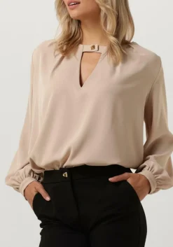 ACCESS blouses blouse with front v opening beige Best