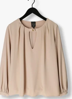 ACCESS blouses blouse with front v opening beige Best