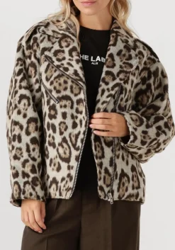 ALIX THE LABEL jack ladies woven jaquar biker jacket beige Hot