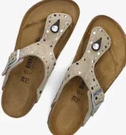 BIRKENSTOCK teenslippers gizeh rivet border beige Best