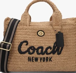 COACH handtas straw cargo tote beige Online