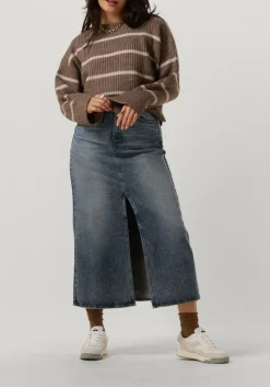 CO'COUTURE trui row stripe box crop knit beige Online