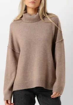 CO'COUTURE truien/vesten maja slit roll neck beige Outlet