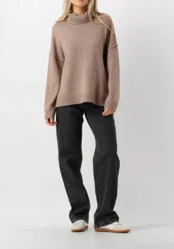 CO'COUTURE truien/vesten maja slit roll neck beige Outlet