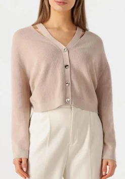 DANTE6 vest jeny rib knit cardigan beige