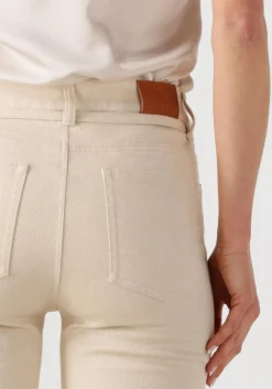 DANTE6 wijde broek amanda metallic straight cropped jeans beige