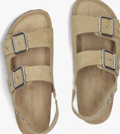 LINA LOCCHI slippers sue bio sandaal 2 gesp beige Clearance