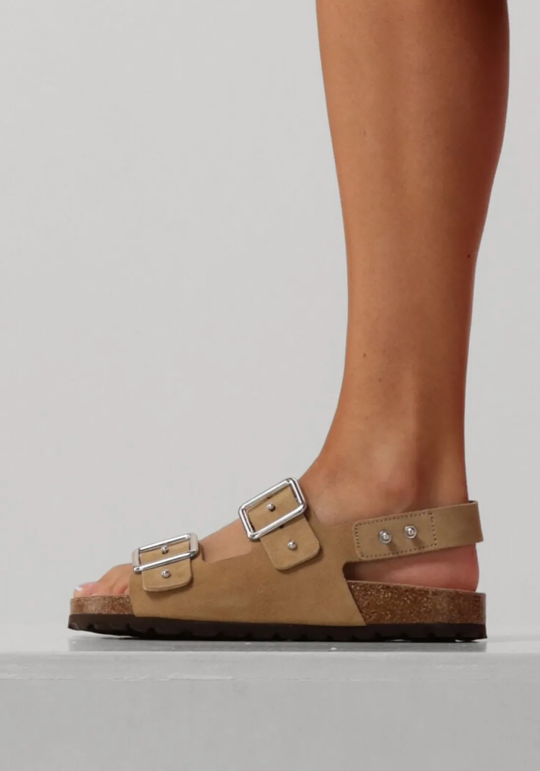 LINA LOCCHI slippers sue bio sandaal 2 gesp beige Clearance