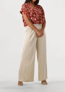 MOS MOSH wijde broek mmrita satin pant beige New