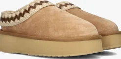 MOU pantoffels platform clog suede leather st beige Clearance