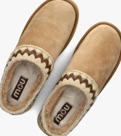 MOU pantoffels platform clog suede leather st beige Clearance