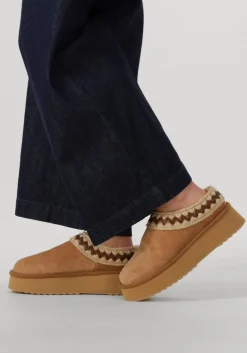 MOU pantoffels platform clog suede leather st beige Clearance