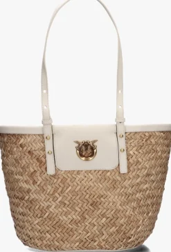 PINKO shopper love summer basket raffia beige New