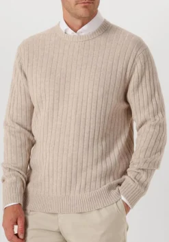 PROFUOMO trui pullover crew neck wool blend beige Outlet
