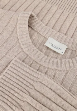 PROFUOMO trui pullover crew neck wool blend beige Outlet