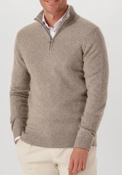 PROFUOMO trui pullover half zip wool blend beige Clearance