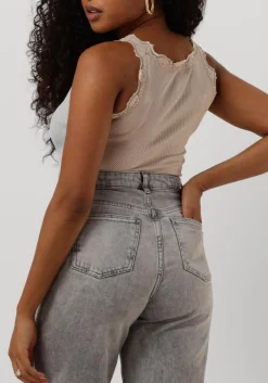 ROSEMUNDE top silk top w/ lace beige Clearance