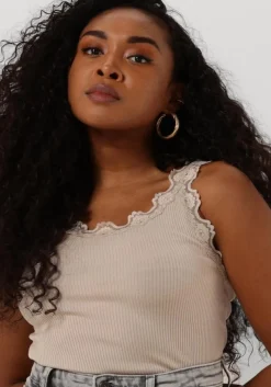 ROSEMUNDE top silk top w/ lace beige Clearance