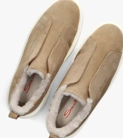 SANTONI lage sneakers sue vacht slipon beige