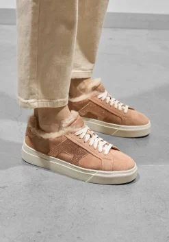 SANTONI lage sneakers sue glitter sneaker beige Hot