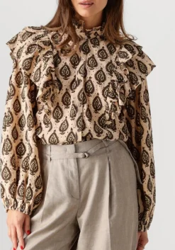 SUMMUM blouses longsleeve blouse print brodery beige Discount