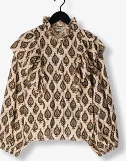 SUMMUM blouses longsleeve blouse print brodery beige Discount