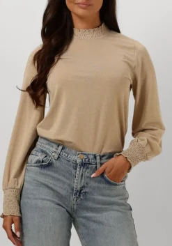 SUMMUM top smocked top fine lurex jersey beige