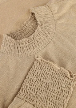 SUMMUM top smocked top fine lurex jersey beige