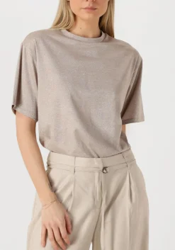 SUMMUM t-shirt boxy top soft lurex jersey beige Outlet