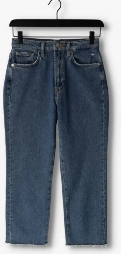 7 FOR ALL MANKIND e straight leg jeans logan stovepipe blaze with raw cut hem blauw Online