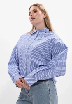 ALIX THE LABEL e blouses ladies woven striped blouse blauw Sale