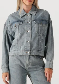 ALIX THE LABEL e spijkerjas ladies woven embellished denim jacket blauw