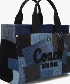 COACH e handtas patchwork denim cargo tote blauw Outlet
