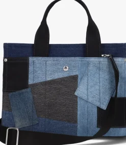 COACH e handtas patchwork denim cargo tote blauw Outlet
