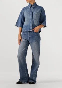 DANTE6 e blouses daisy rhinestone denim shirt blauw Outlet