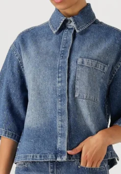 DANTE6 e blouses daisy rhinestone denim shirt blauw Outlet