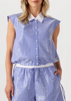 DANTE6 e blouses roseny embellished stripe shirt blauw Outlet