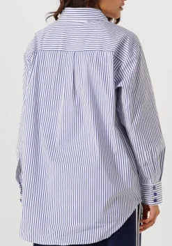 HAUTE L'AMITIÉ e haute l'amitié blouses stripe chest logo shirt blauw Discount