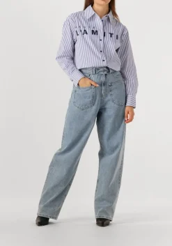 HAUTE L'AMITIÉ e haute l'amitié blouses stripe chest logo shirt blauw Discount