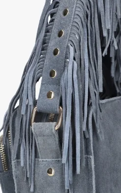 NÚNOO e núnoo schoudertas ellie fringe suède blauw