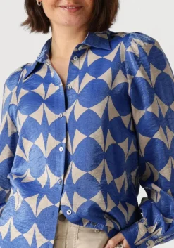 SUMMUM e blouses blouse two tone print blauw Clearance