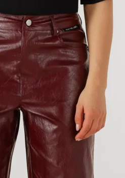 ALIX THE LABEL straight leg jeans faux leather pants bordeaux Hot