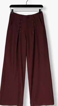 CO'COUTURE pantalon luna eyelet wide long pant bordeaux New
