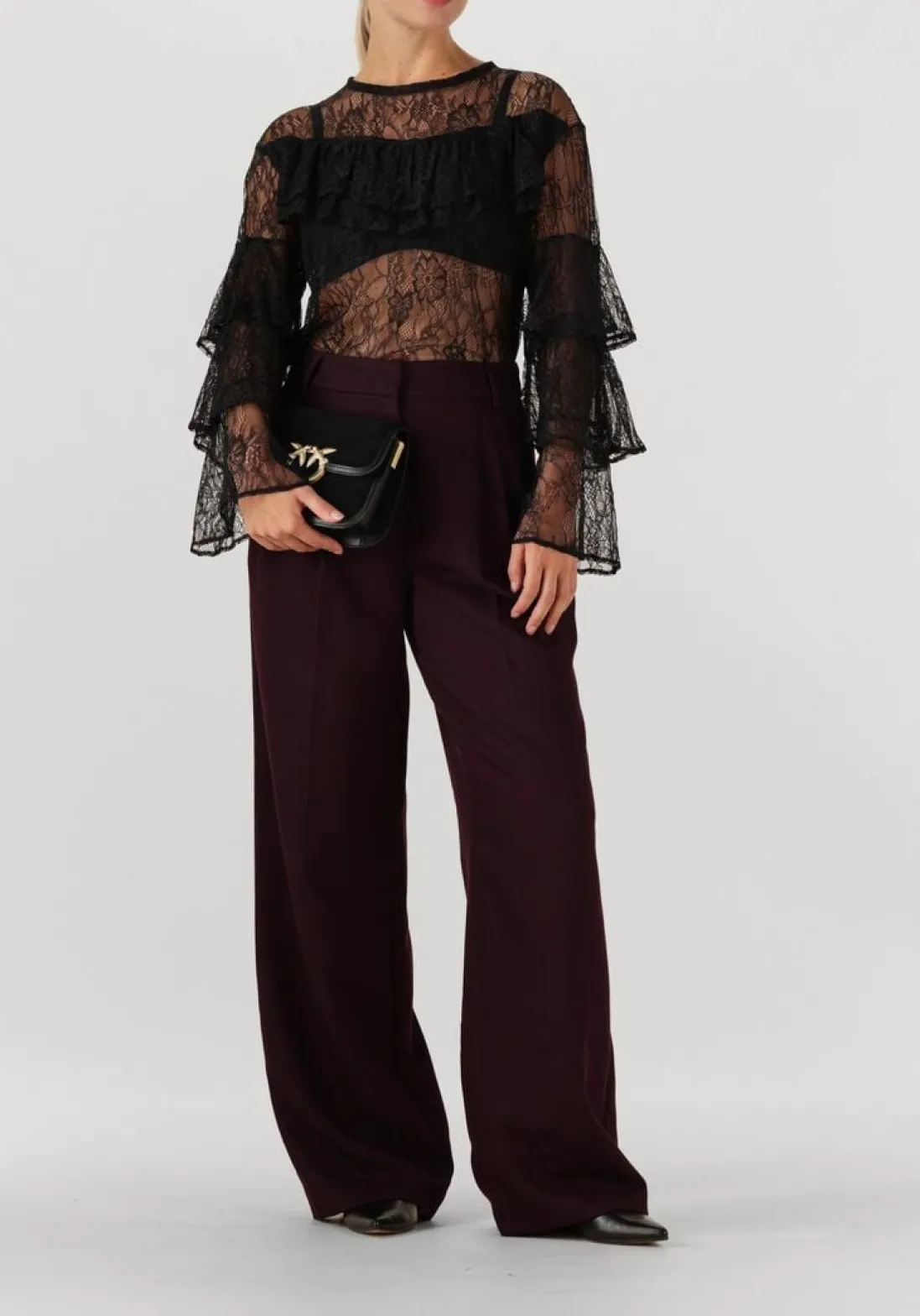 CO'COUTURE wijde broek almira pleat long pant bordeaux Outlet