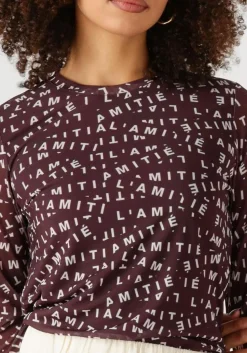 HAUTE L'AMITIÉ haute l'amitié top l'amitie mesh ls o-neck bordeaux