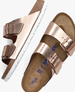BIRKENSTOCK bronzen slippers arizona met shine brons Clearance