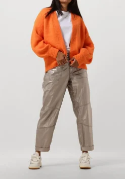 SUMMUM bronzen pantalon loose tapered pants foil coated twill brons Discount