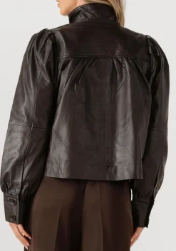 DANTE6 e leren jas kyrilo cropped leather jacket bruin Outlet